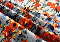 240GSM 94 Persen Polyester Velboa Fabric Warp Kintting Dicetak Untuk Gaun Wanita Blossom