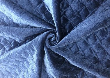 Dual Layer Quilted Velvet Fabric Untuk Bedding Biru Navy 320GSM 93% Polyester