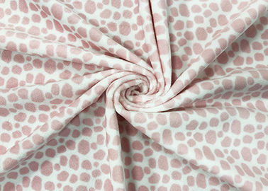 100% Polyester Fleece Fabric untuk Home Tekstil Pink Leopard Print 210GSM